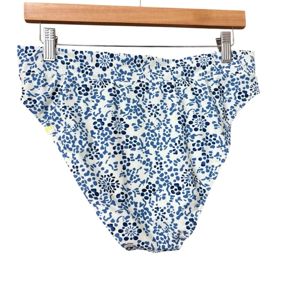 Summersalt Floral White Blue High Waisted Swim‎ Bottoms Size 8